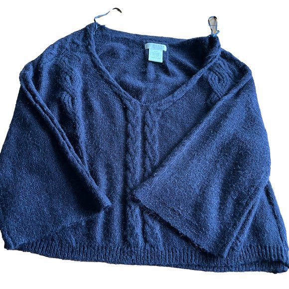 Kenar Mohair Blend Drop Shoulder V-Neck Sweater - Picture 4 of 8